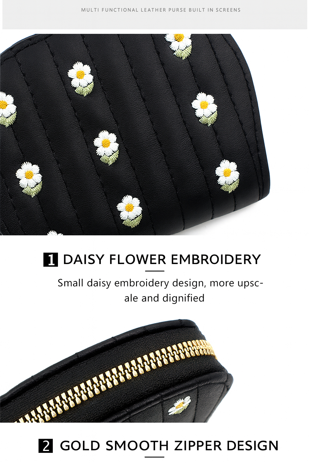 Wallets for Women, Leather Floral RFID Blocking Small Bifold Wallet - Image 2