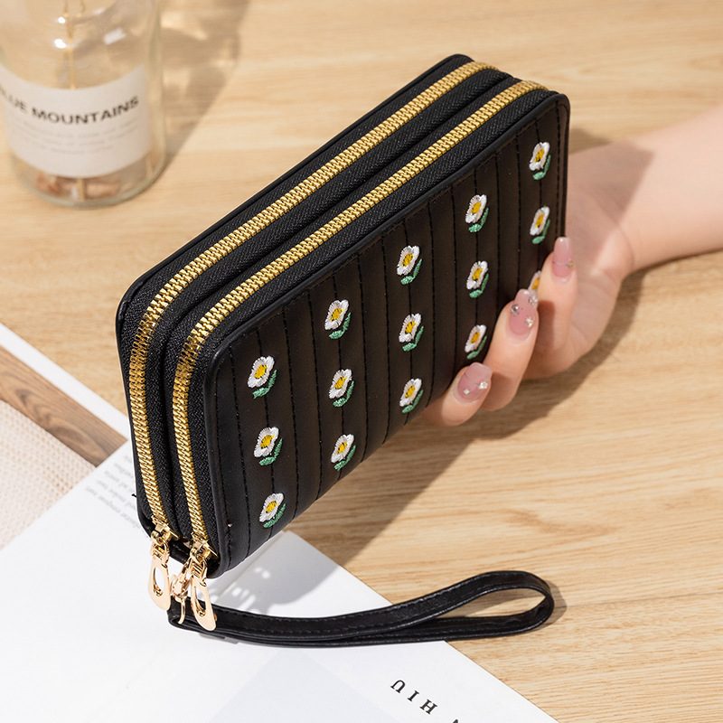 Women’s Zip Around Wallet with Wrist Strap | PU Leather Double Zipper Long Clutch Purse - Image 5