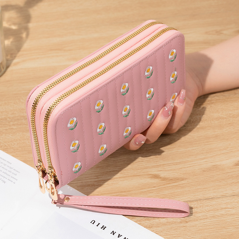 Women’s Zip Around Wallet with Wrist Strap | PU Leather Double Zipper Long Clutch Purse - Image 6