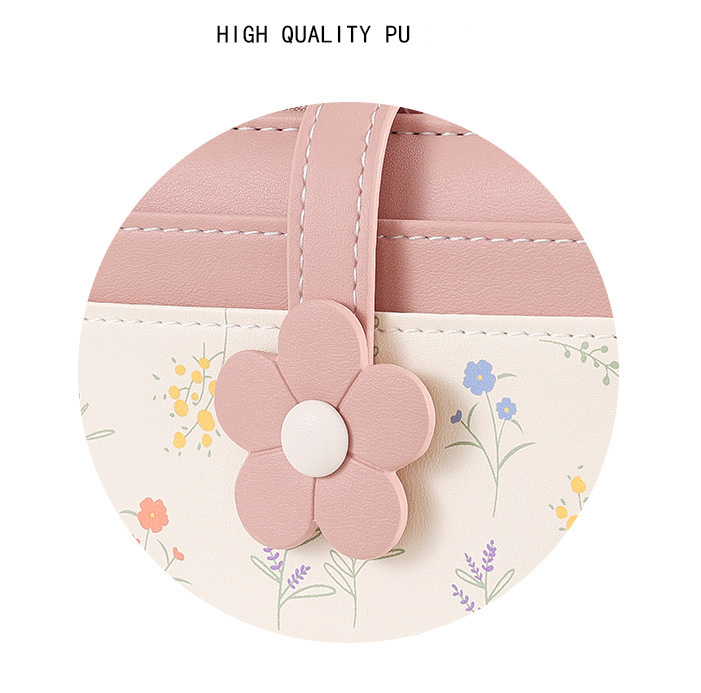 Women Mini Wallet with Zip Coin Pocket | Floral Print Card Holder Purse | Compact PU Leather Wallet for Girls & Ladies - Image 6