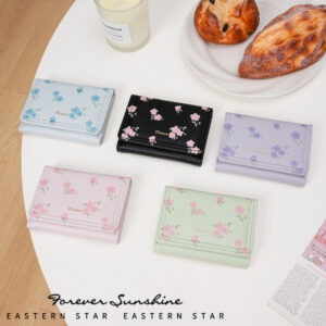 Women Floral Print Wallet | PU Leather Ladies Purse | Compact Trifold Wallet with Card Slots & Cash Compartment