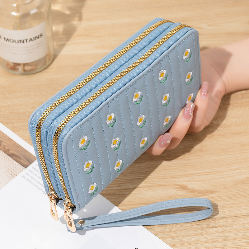 Women’s Zip Around Wallet with Wrist Strap | PU Leather Double Zipper Long Clutch Purse - Image 4