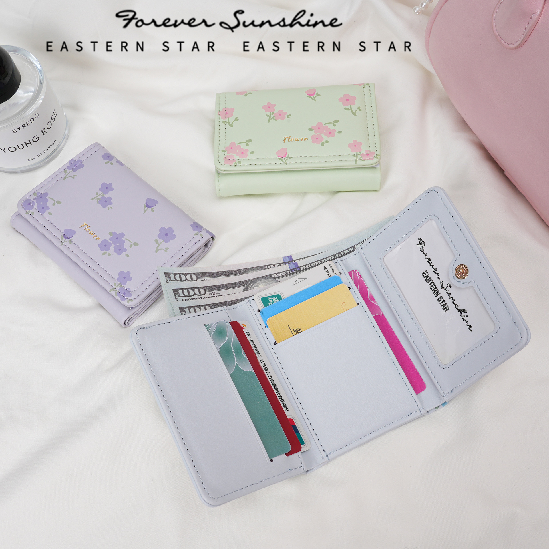 Women Floral Print Wallet | PU Leather Ladies Purse | Compact Trifold Wallet with Card Slots & Cash Compartment - Image 9