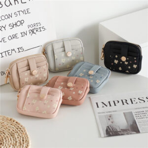 Soft Leather Wallet for Women Small Coin Purse Double Zipper Card Holder with RFID Blocking