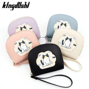 Cat Coin Pouch for Girls & Women – Mini PU Leather Wallet with Wrist Strap – Kawaii Zipper Change Purse for Cash, Keys