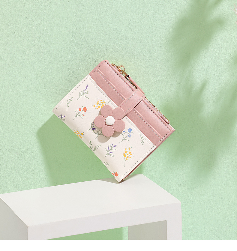 Women Mini Wallet with Zip Coin Pocket | Floral Print Card Holder Purse | Compact PU Leather Wallet for Girls & Ladies - Image 8